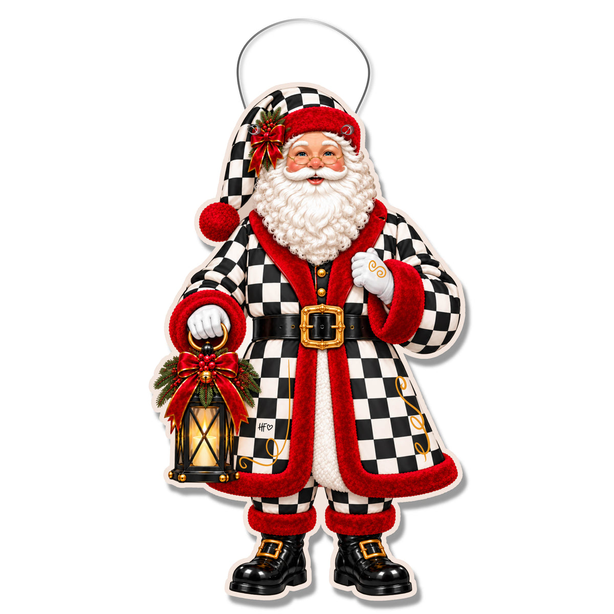 Checkered and Festive Door Hanger