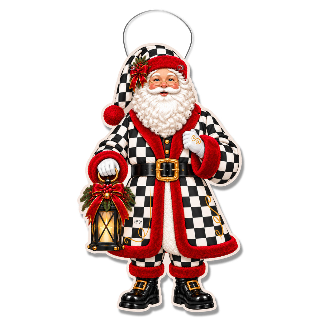 Checkered and Festive Door Hanger