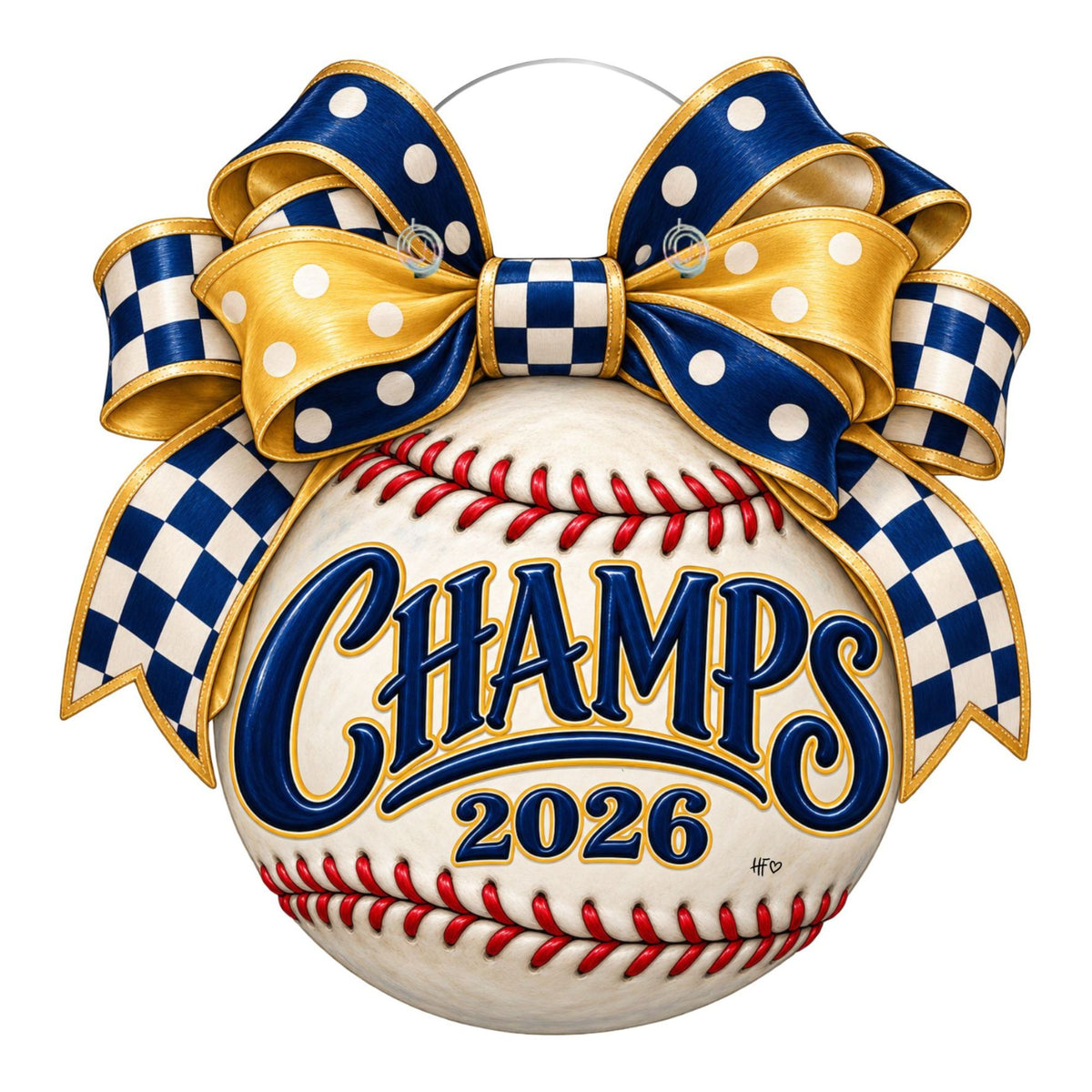 Checkered Baseball Champs Door Hanger