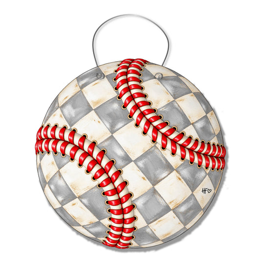 Checkered Baseball Door Hanger