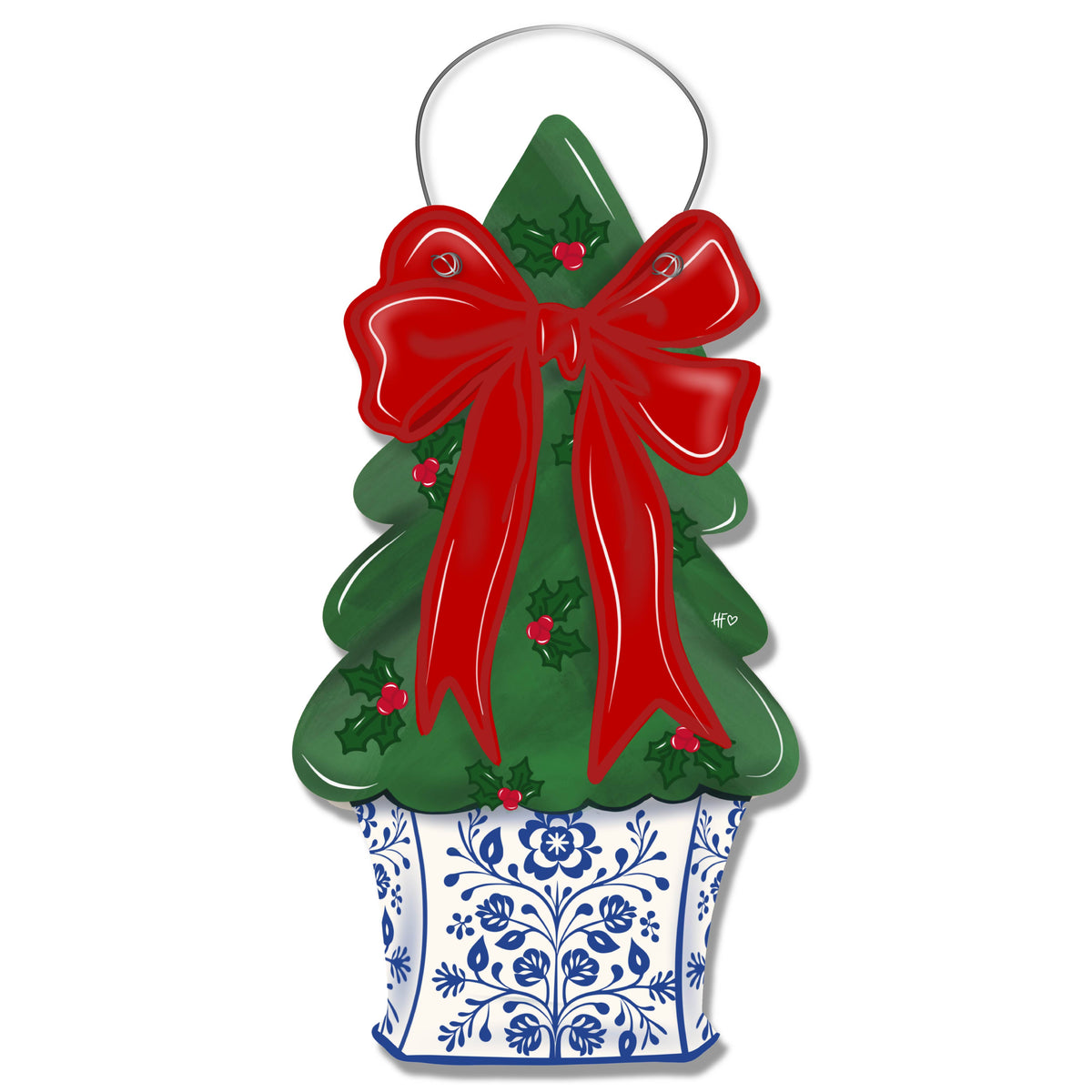 Chinoiserie Christmas Door Hanger