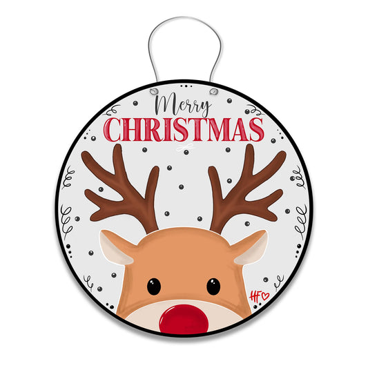 Merry Christmas Rudolph Reindeer Door Hanger