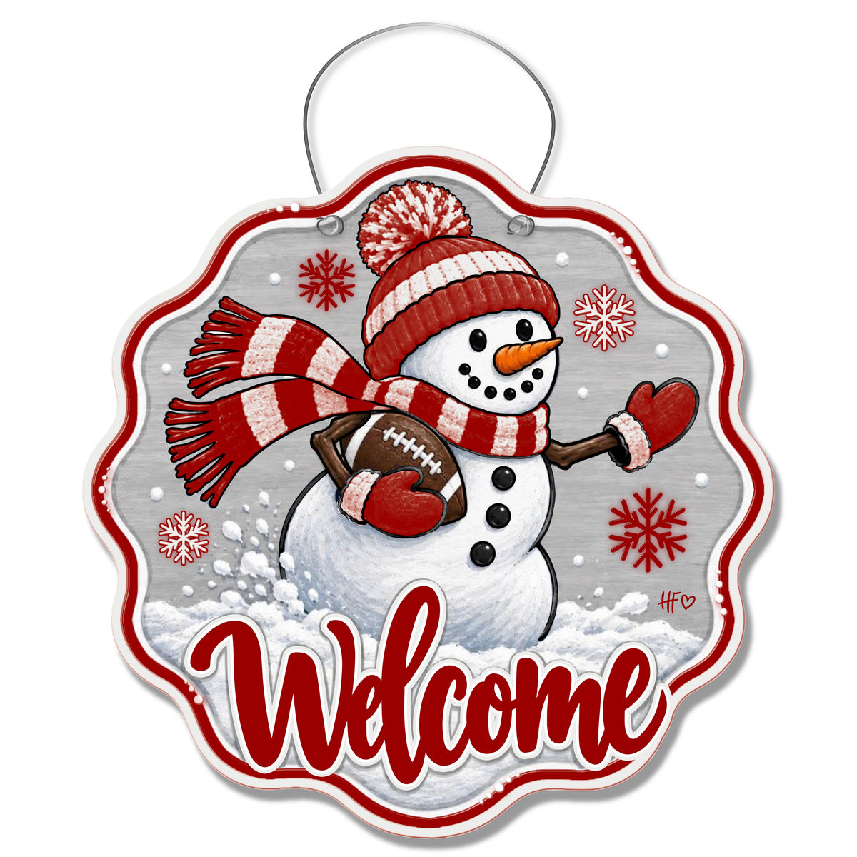 INDI Snowman Football Door Hanger