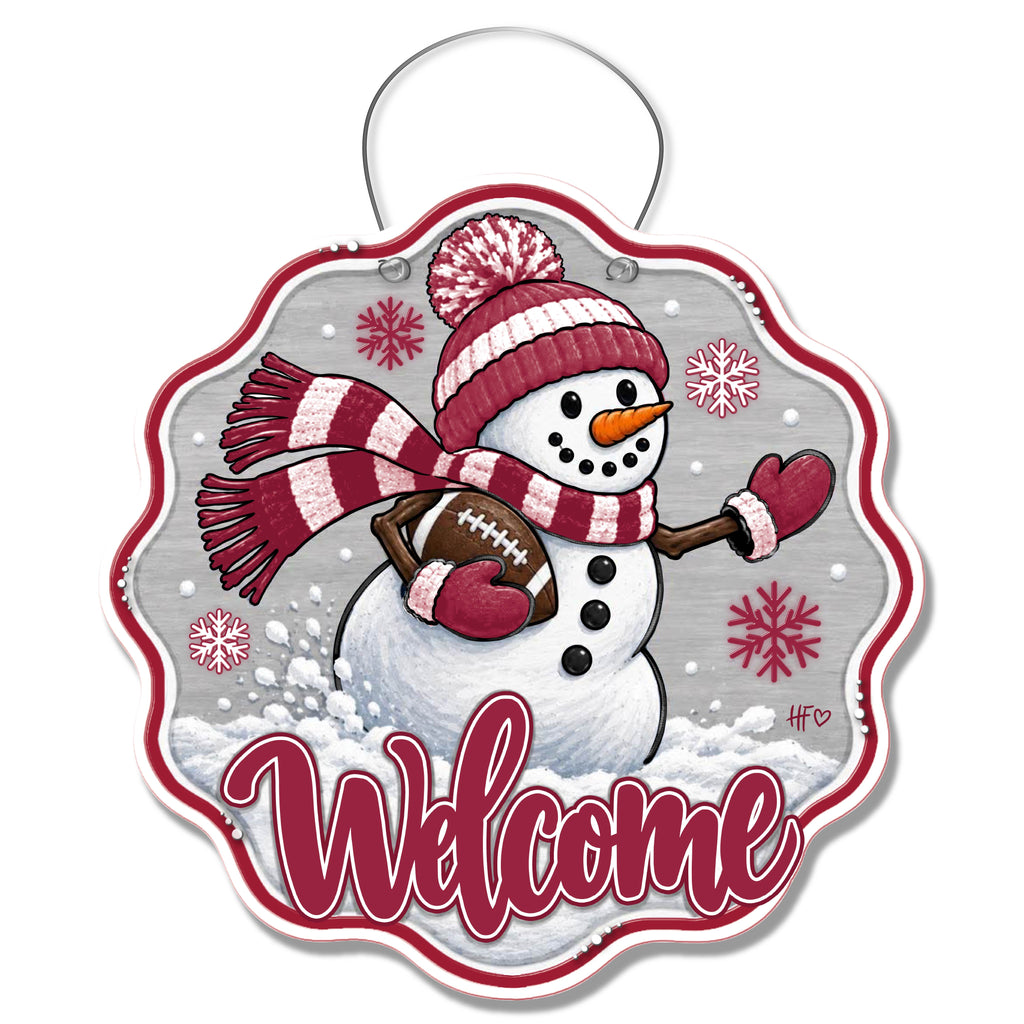 BAMA Snowman Football Door Hanger