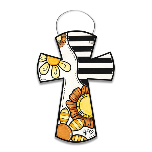 Cute Sunflower Brown Cross Door Hanger
