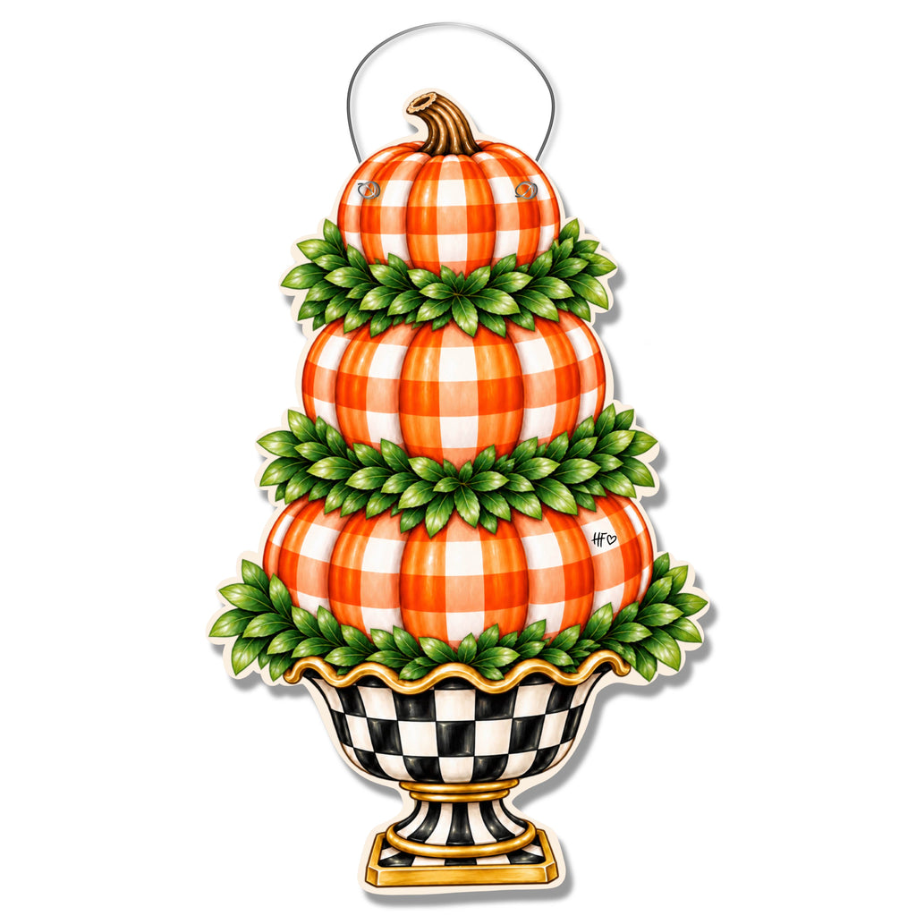 Fancy and Stacked Pumpkins Door Hanger