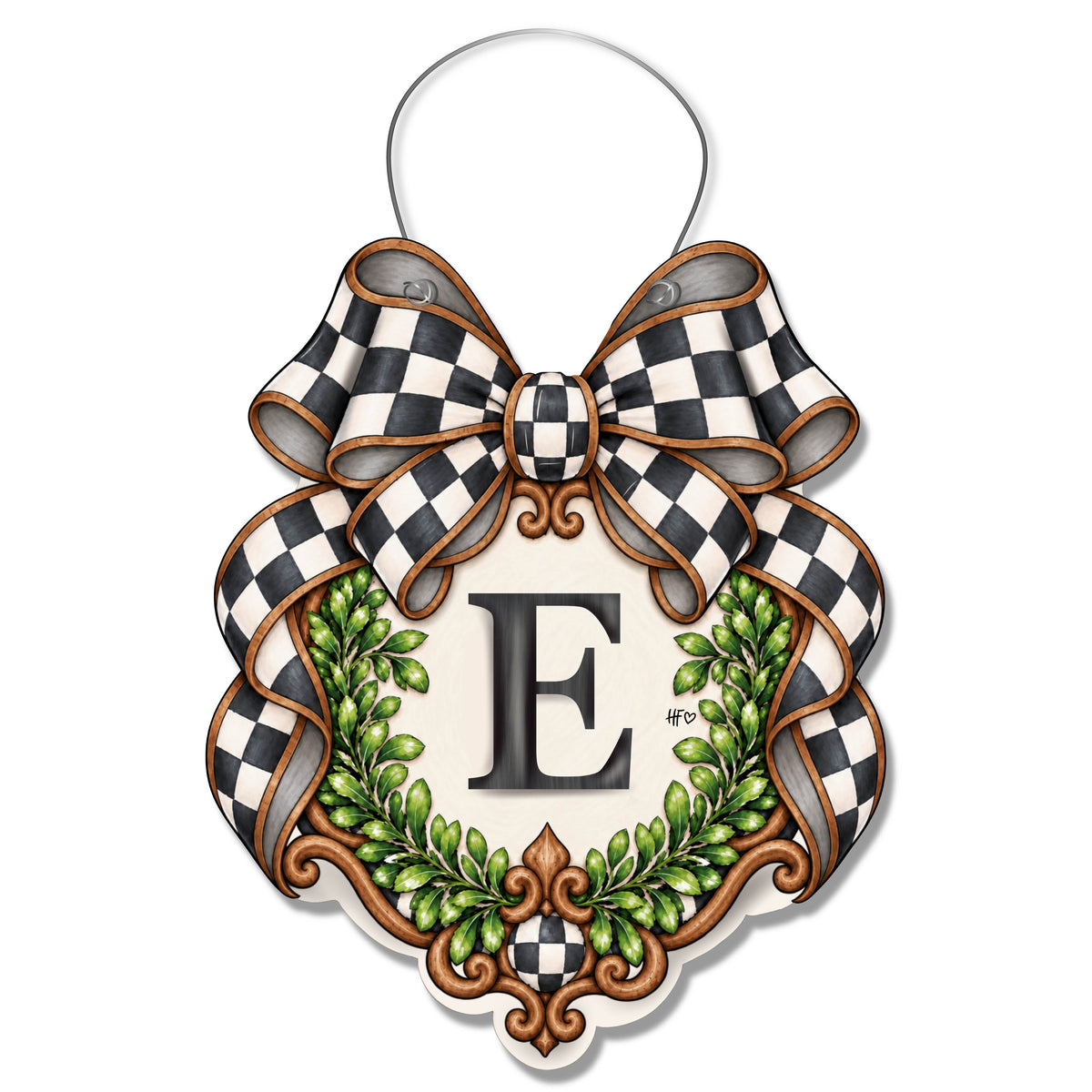 Fancy Crest Letter E Door Hanger