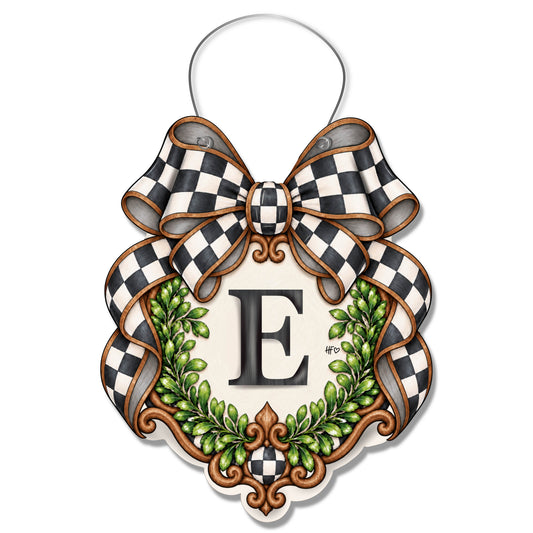 Fancy Crest Letter E Door Hanger