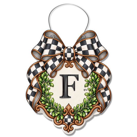 Fancy Crest Letter F Door Hanger