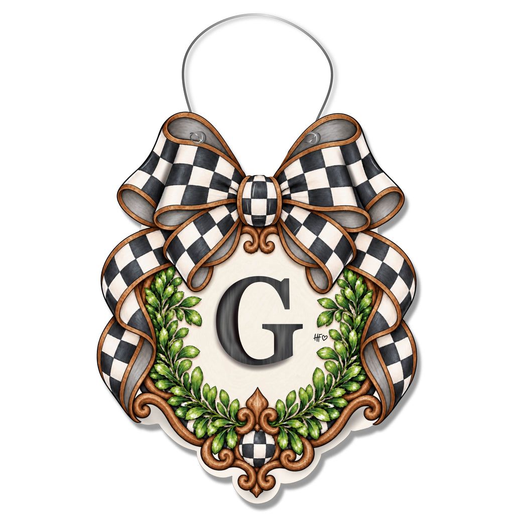 Fancy Crest Letter G Door Hanger