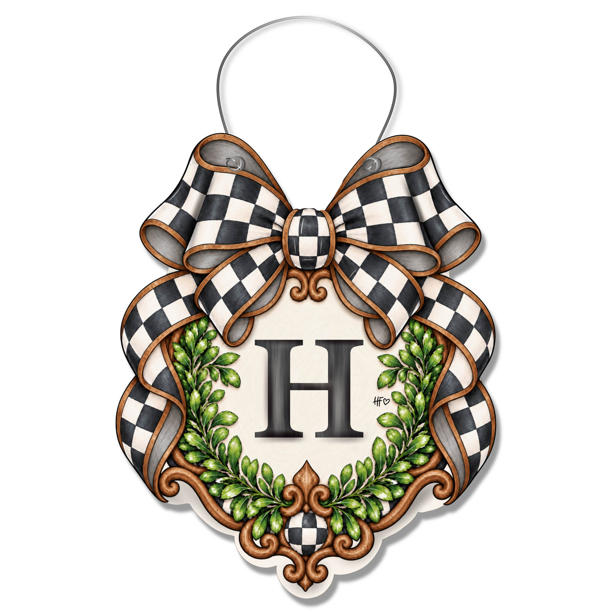 Fancy Crest Letter H Door Hanger