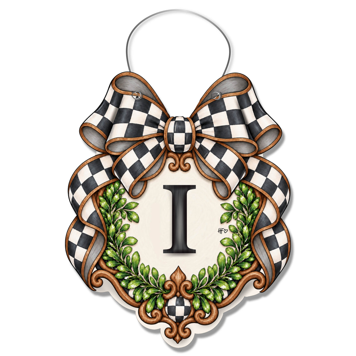 Fancy Crest Letter I Door Hanger