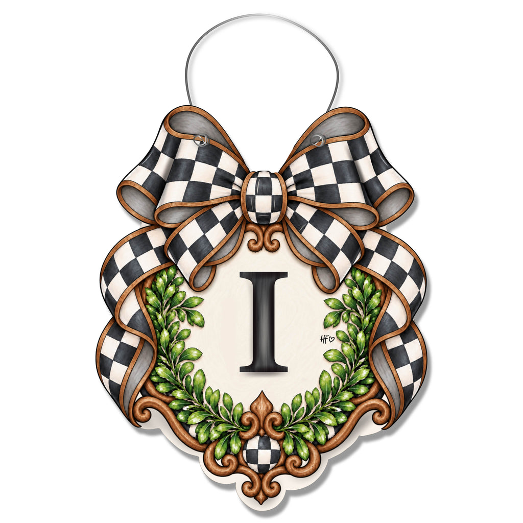 Fancy Crest Letter I Door Hanger