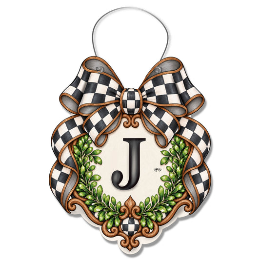 Fancy Crest Letter J Door Hanger
