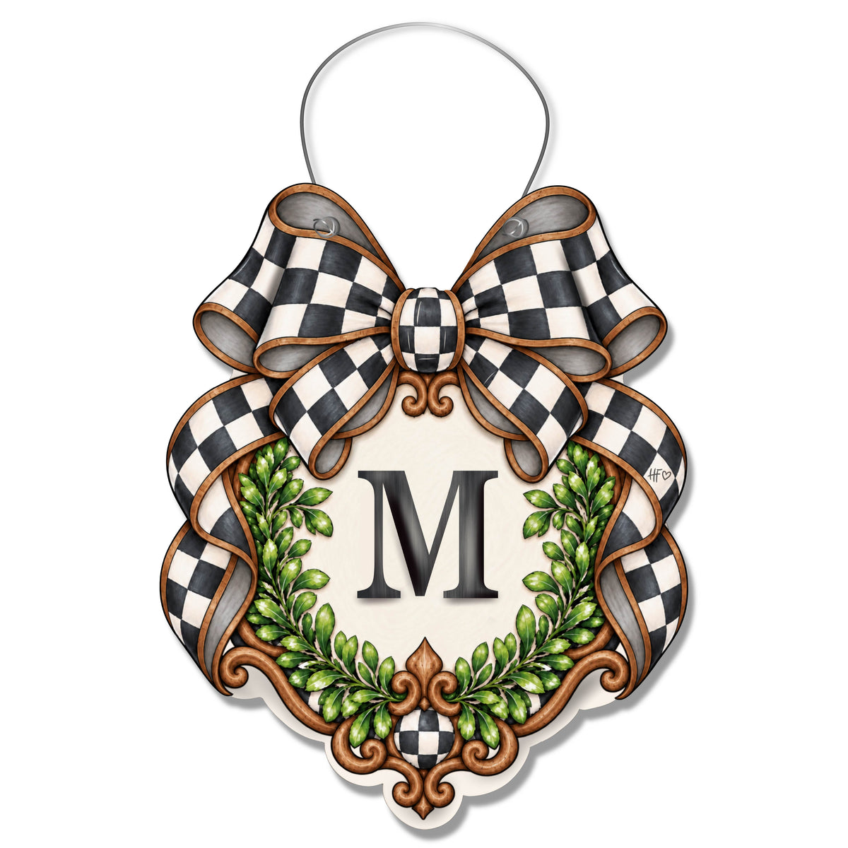 Fancy Crest Letter M Door Hanger