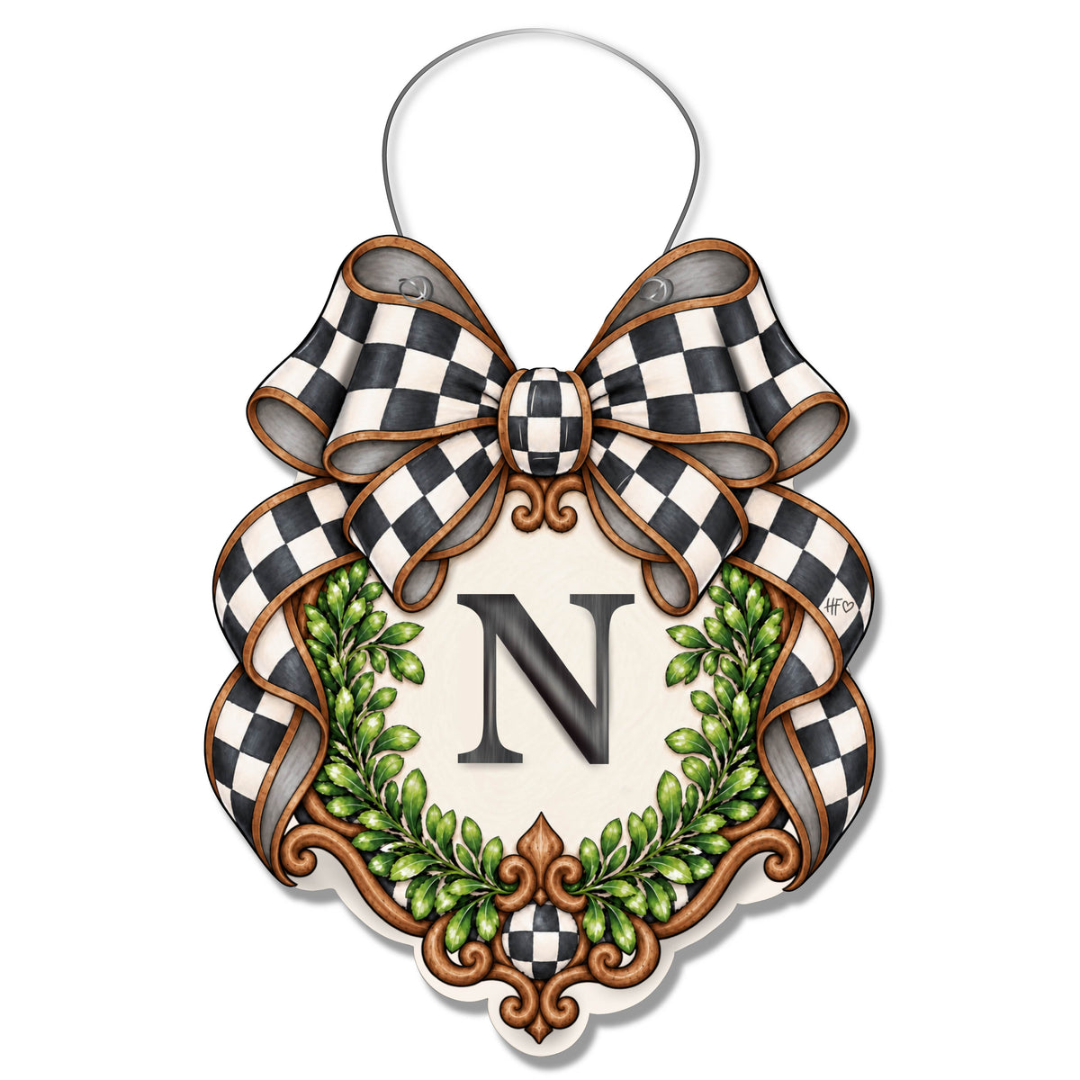 Fancy Crest Letter N Door Hanger