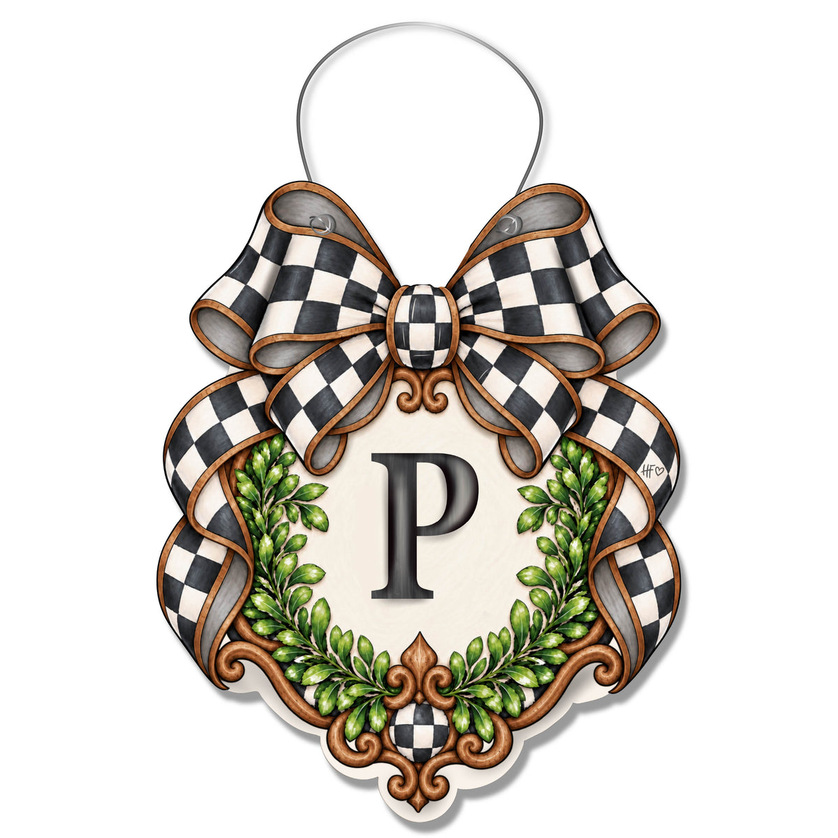 Fancy Crest Letter P Door Hanger