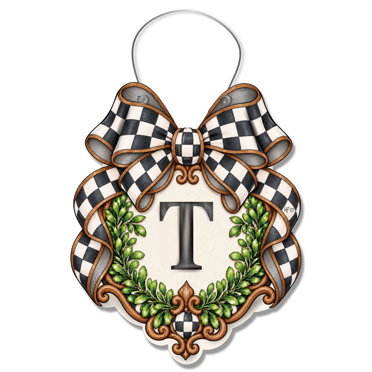 Fancy Crest Letter T Door Hanger