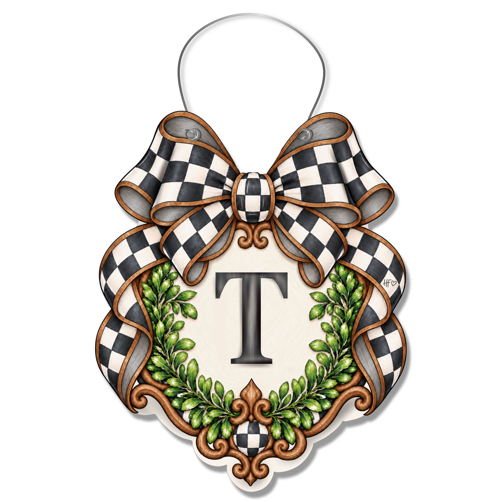 Fancy Crest Letter T Door Hanger