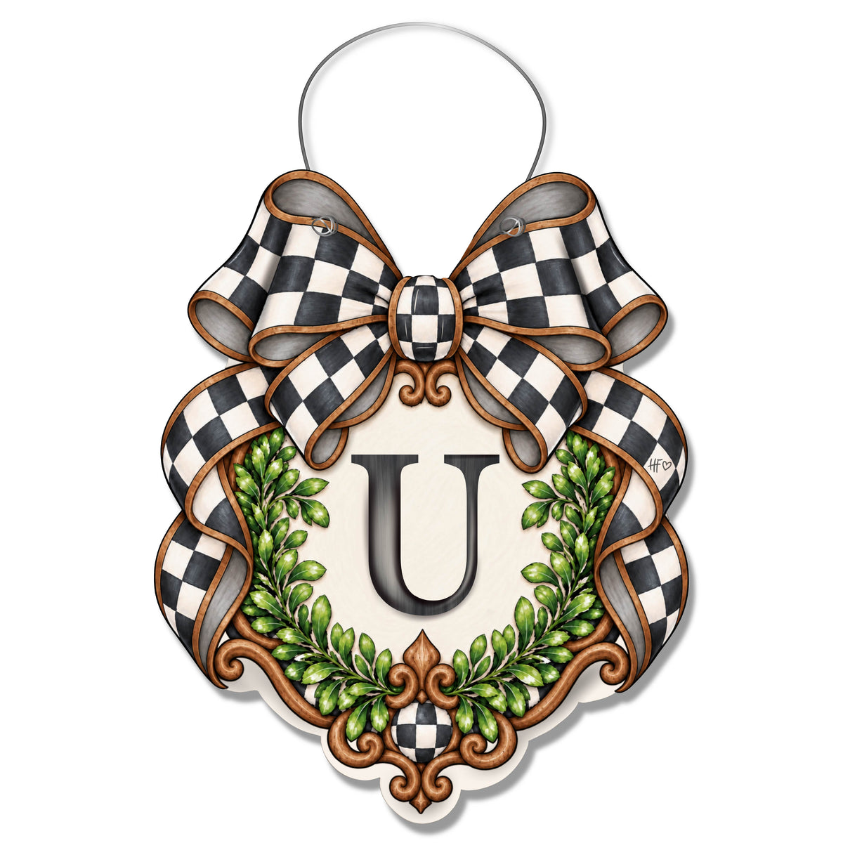 Fancy Crest Letter U Door Hanger