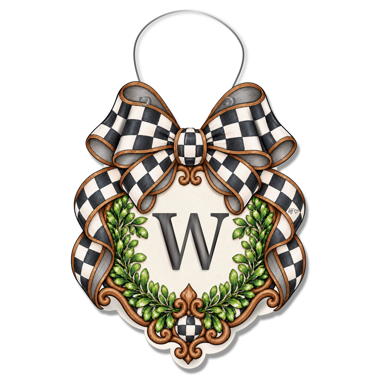 Fancy Crest Letter W Door Hanger