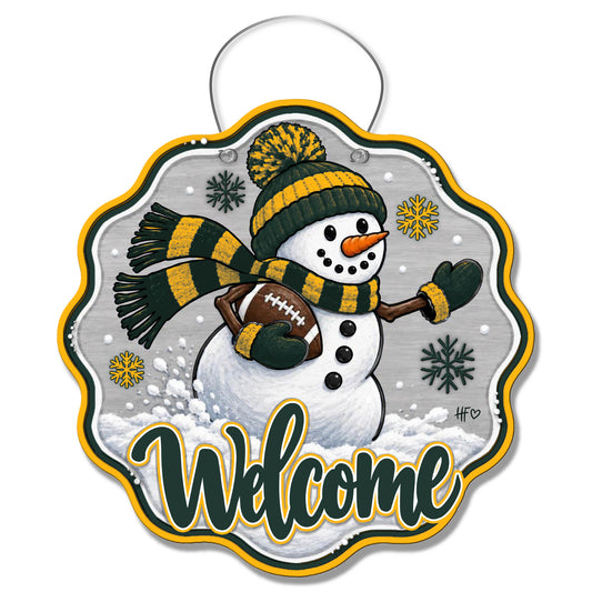 GB Snowman Football Door Hanger