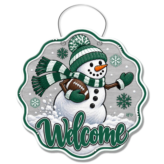 NYJ Snowman Football Door Hanger