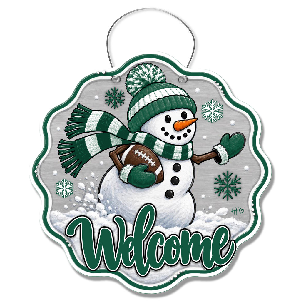 NYJ Snowman Football Door Hanger