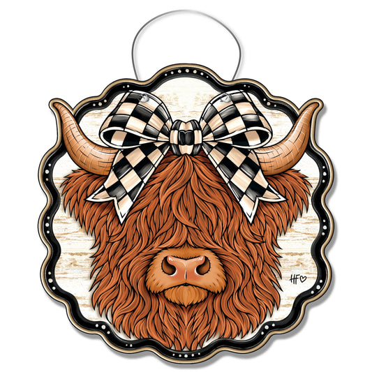 Highland Cow Chic Door Hanger