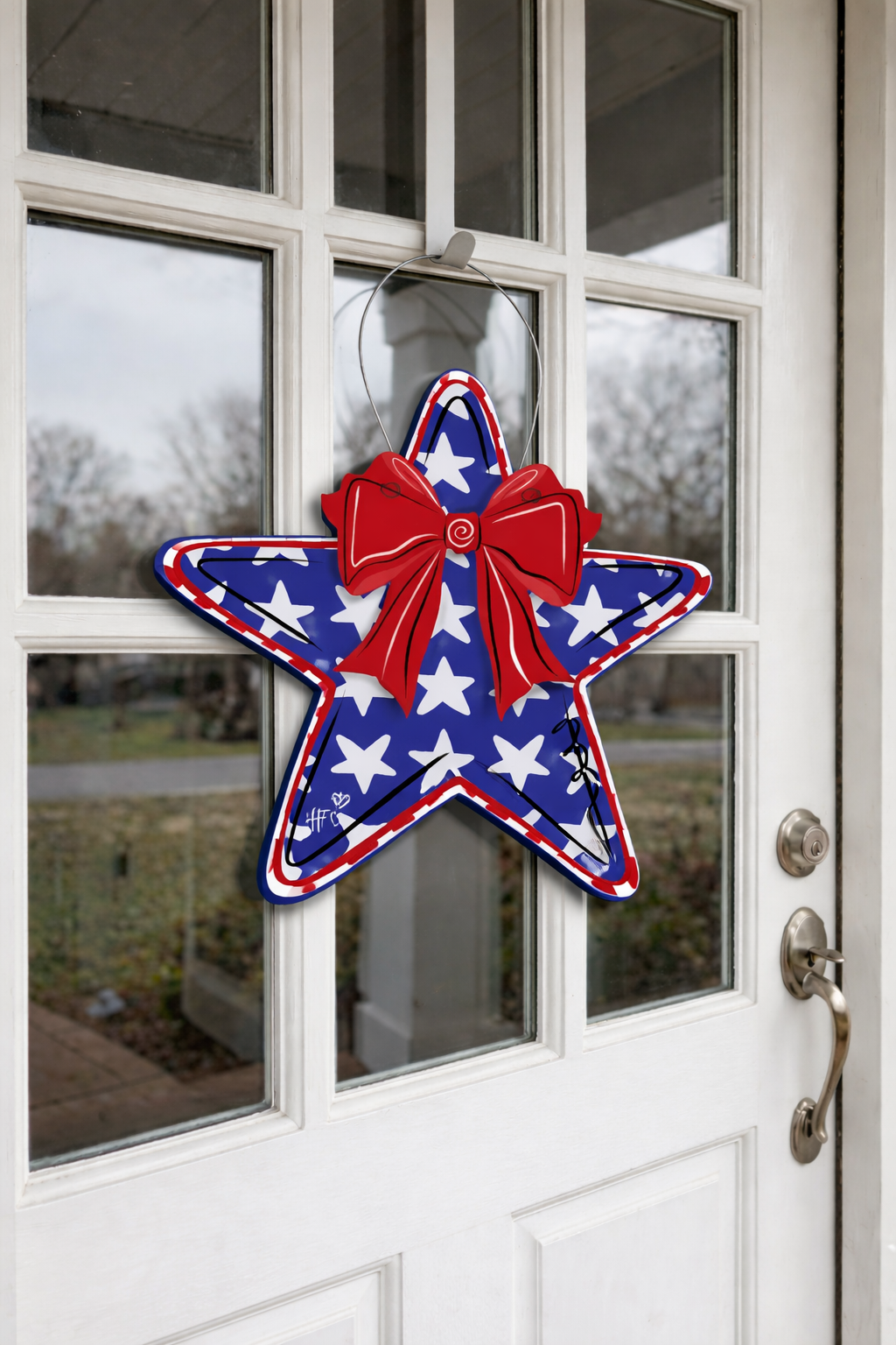 Patriotic Star with Bow Door Hanger