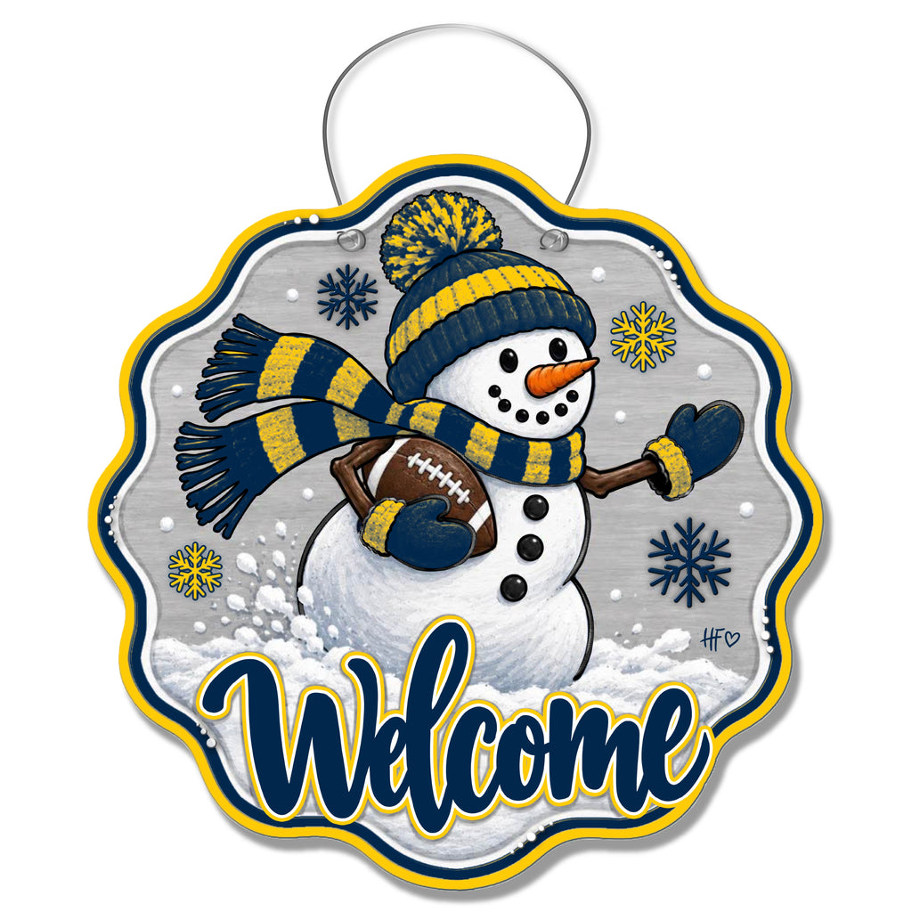 MICH Snowman Football Door Hanger