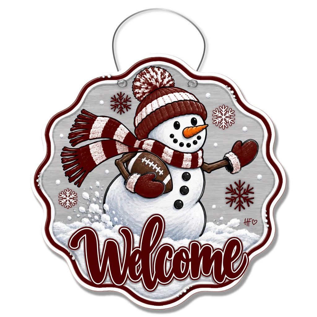 TAMU Snowman Football Door Hanger