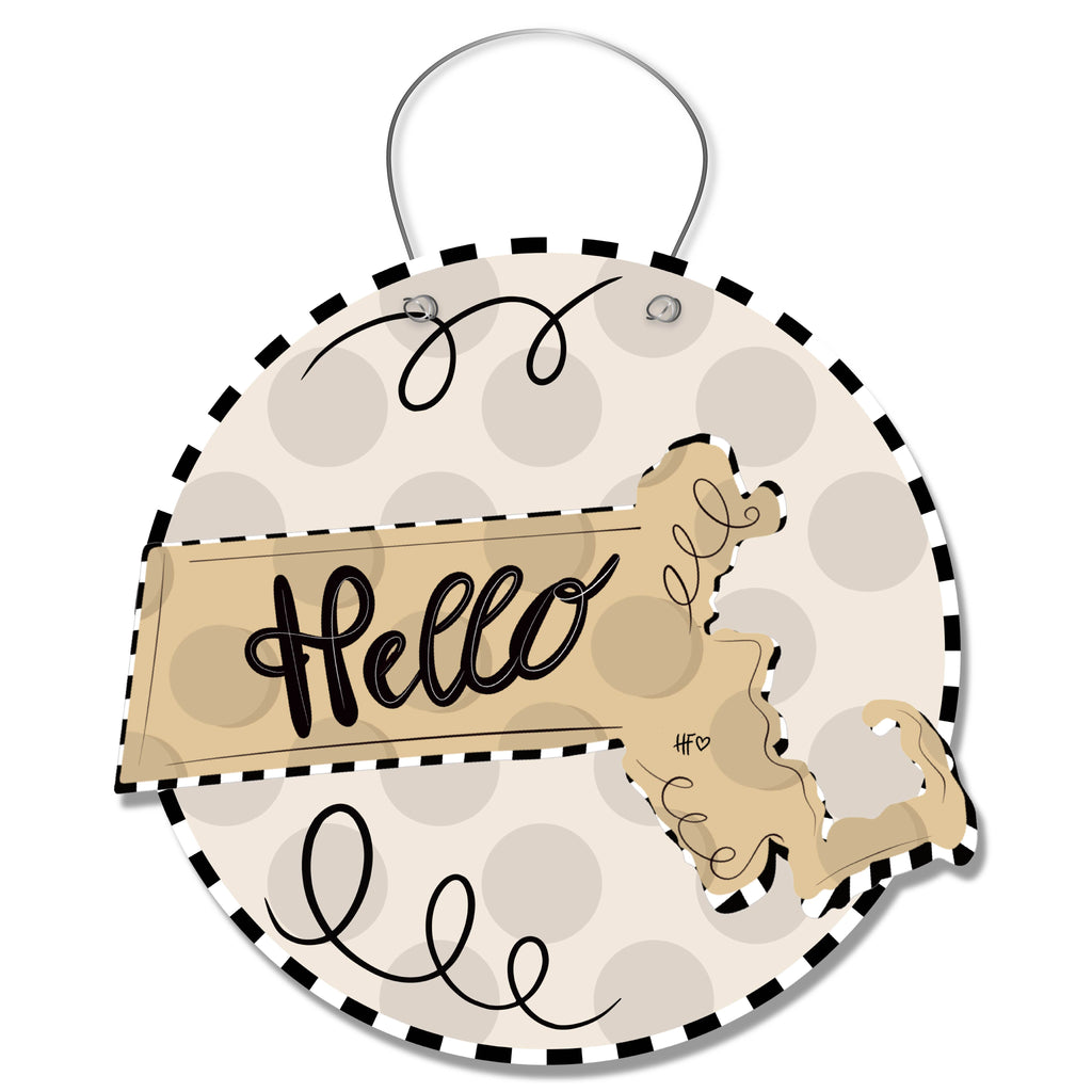 Dot States Massachusetts Door Hanger