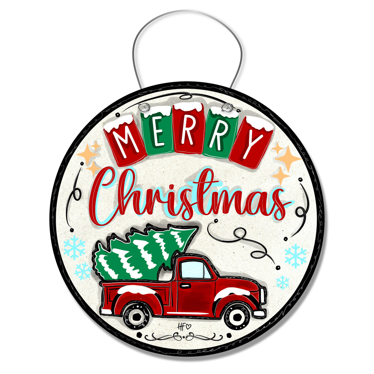Merry Christmas Truck Tree Door Hanger