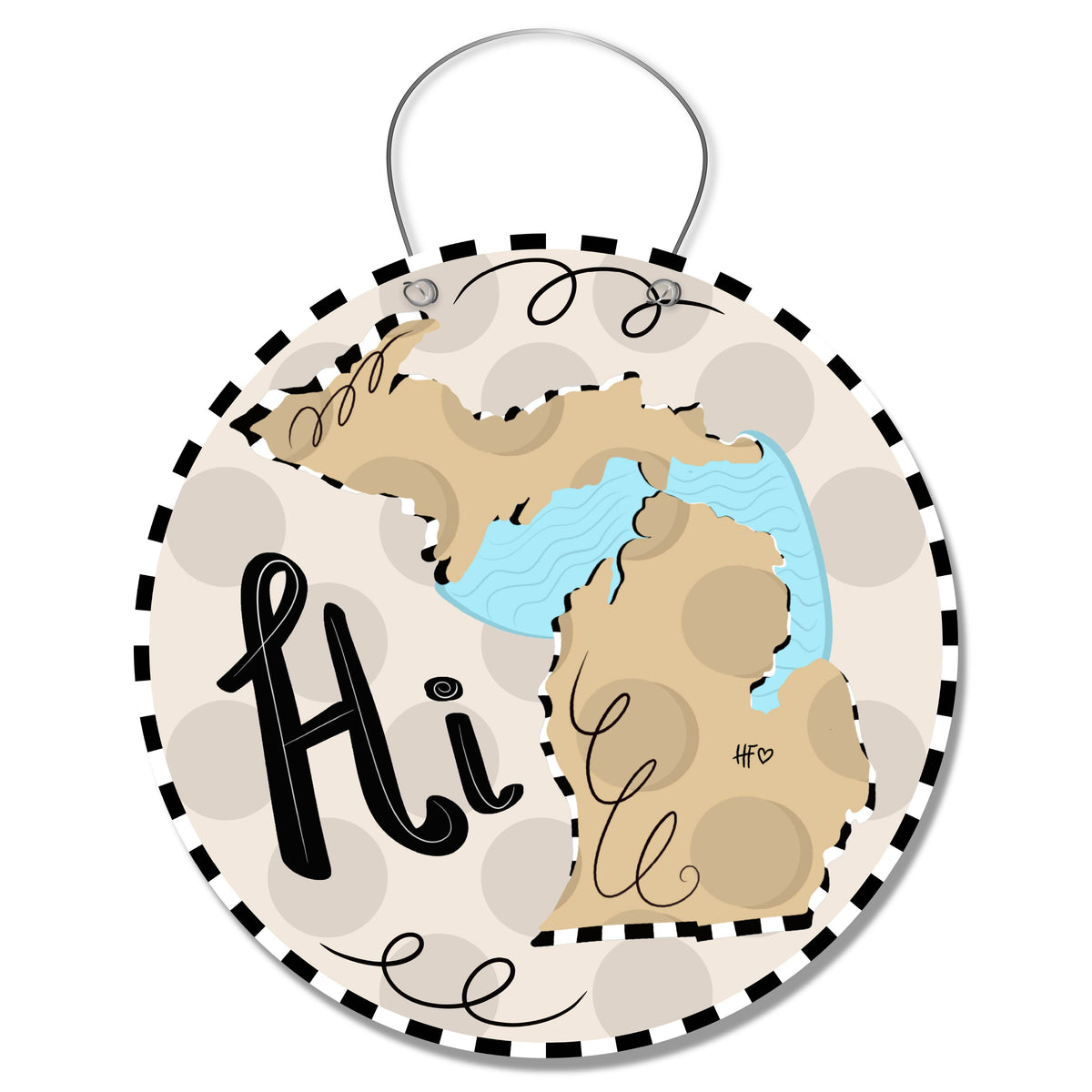 Dot States Michigan Door Hanger
