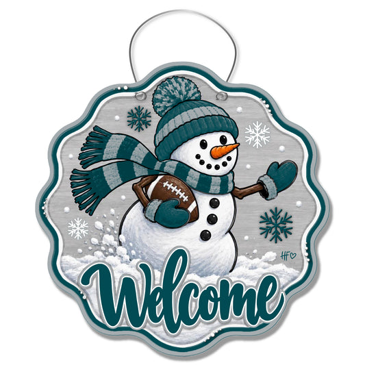 PHI Snowman Football Door Hanger