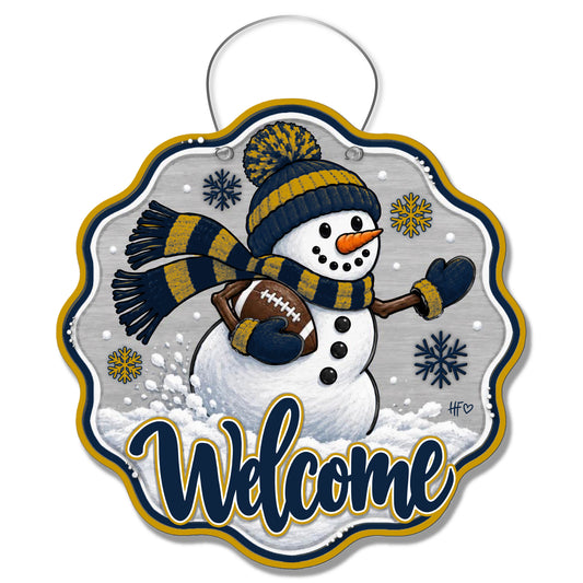 ND Snowman Football Door Hanger