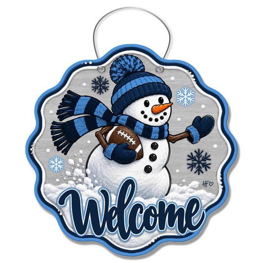 TEN Snowman Football Door Hanger