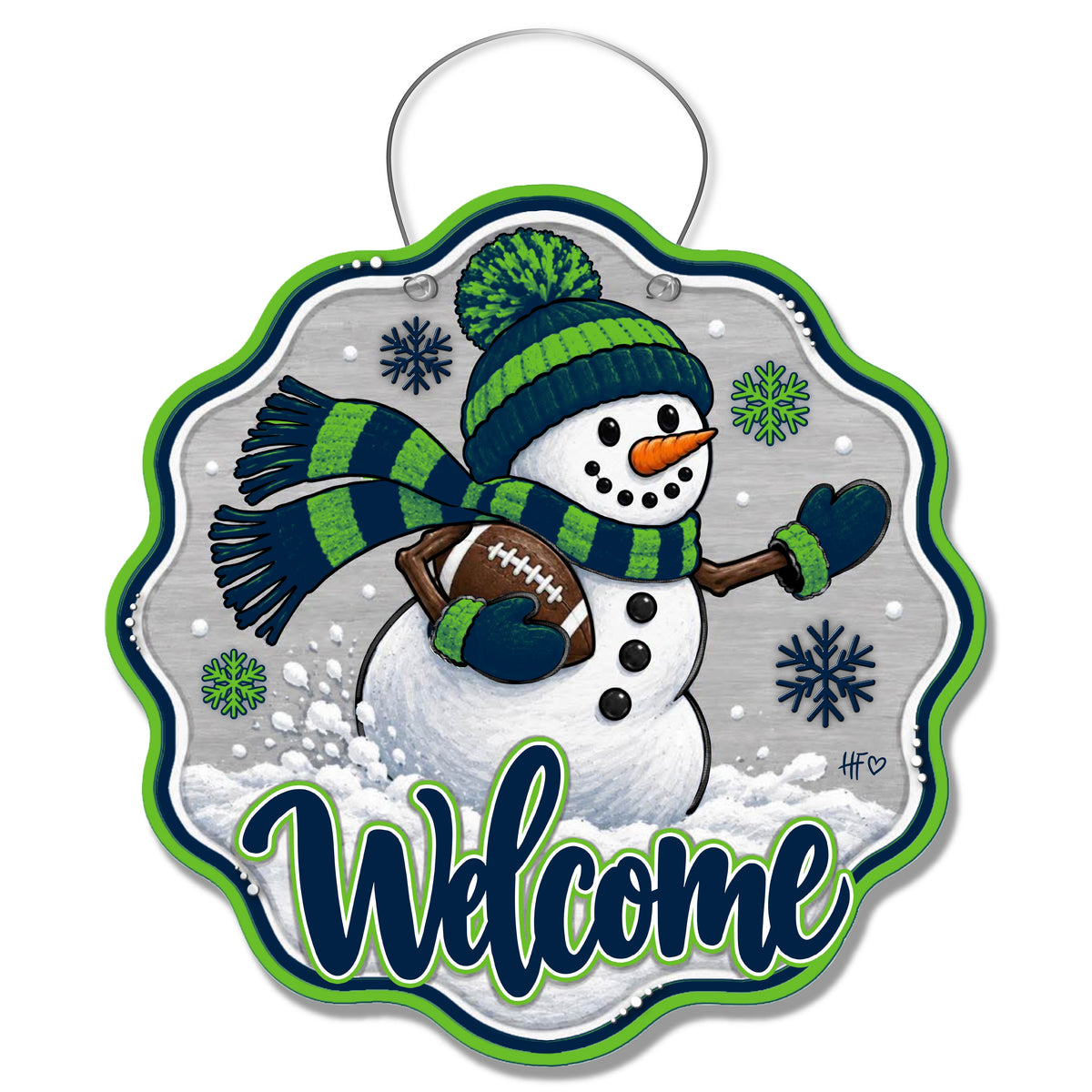 SEA Snowman Football Door Hanger