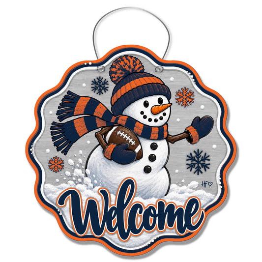 AUB Snowman Football Door Hanger