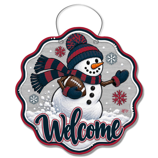 HOU Snowman Football Door Hanger
