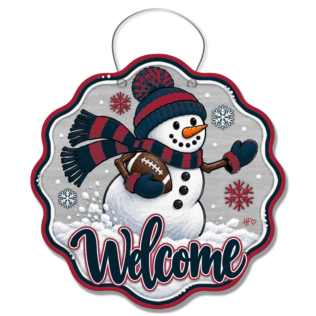 HOU Snowman Football Door Hanger