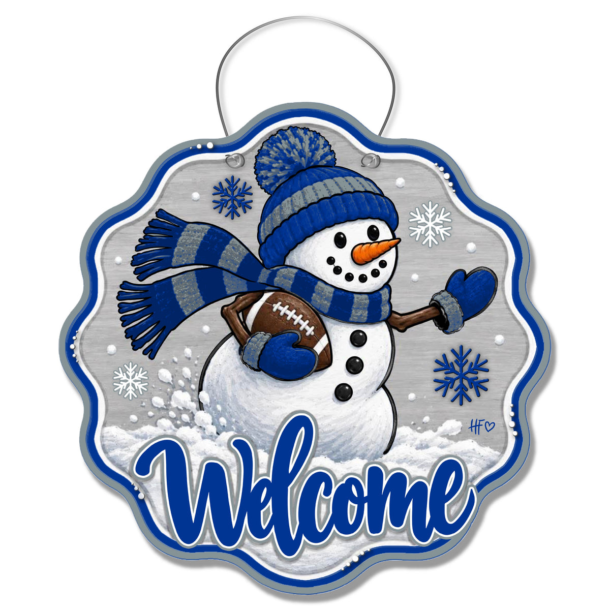 DAL Snowman Football Door Hanger