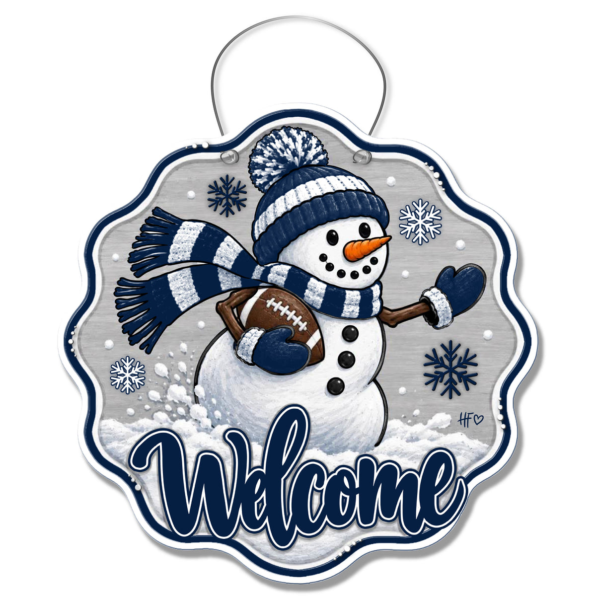PSU Snowman Football Door Hanger