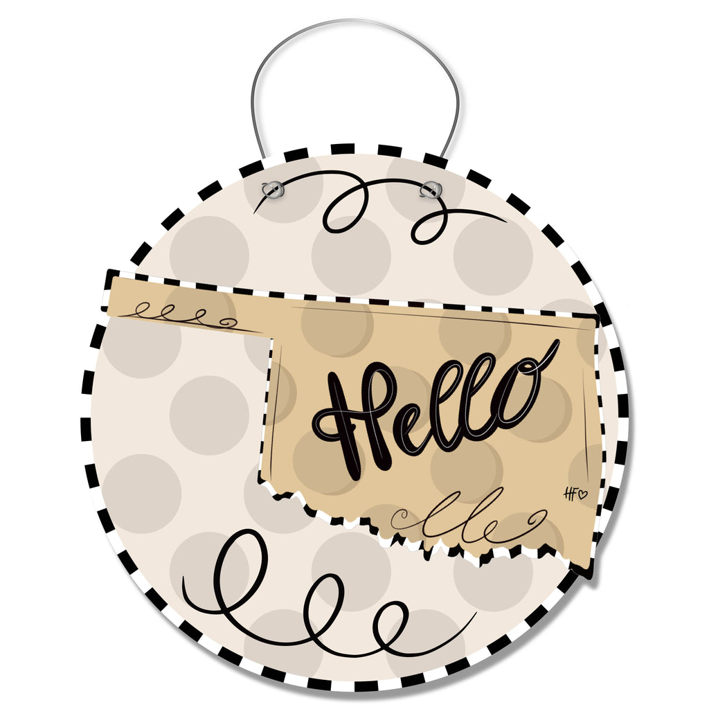 Dot States Oklahoma Door Hanger