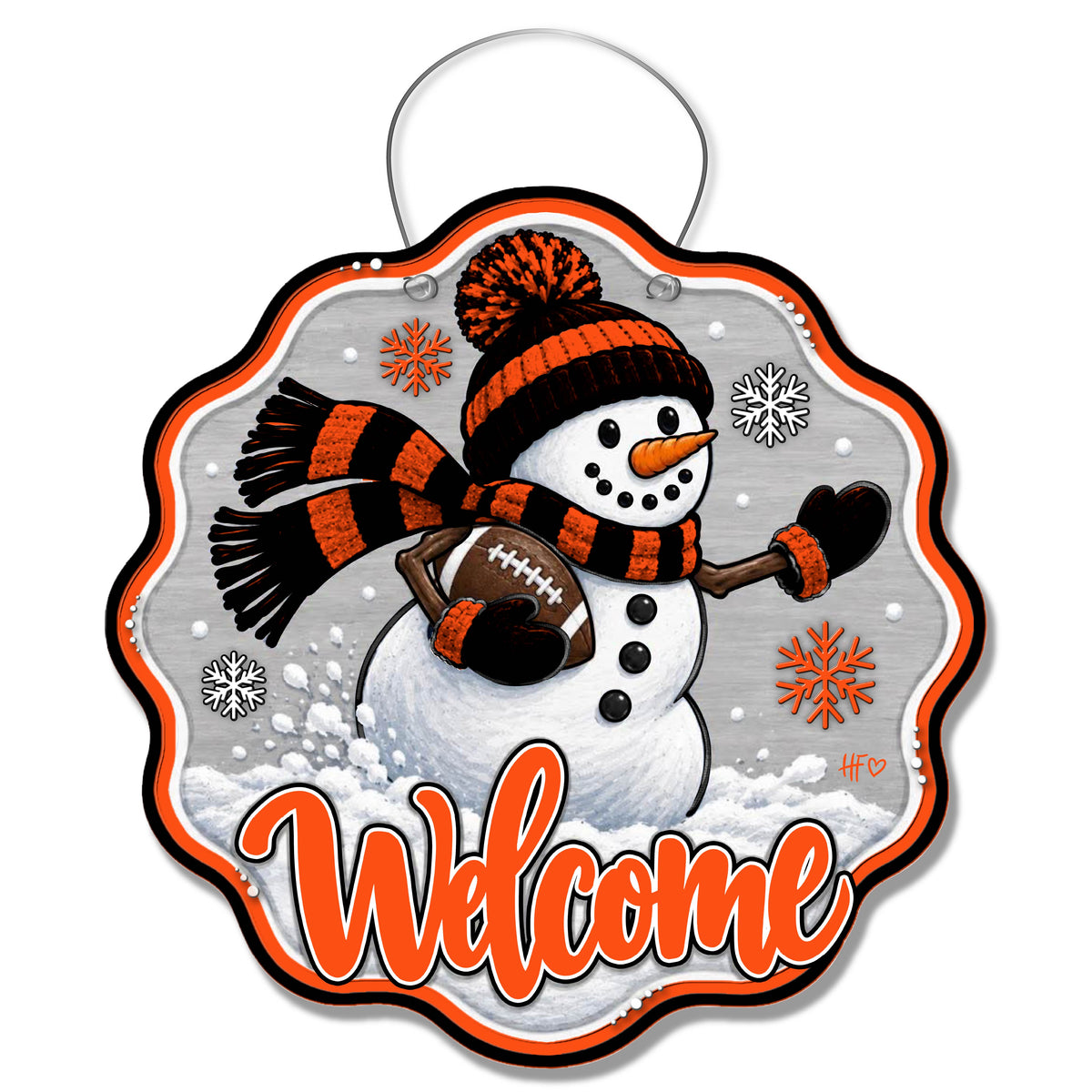 CIN Snowman Football Door Hanger
