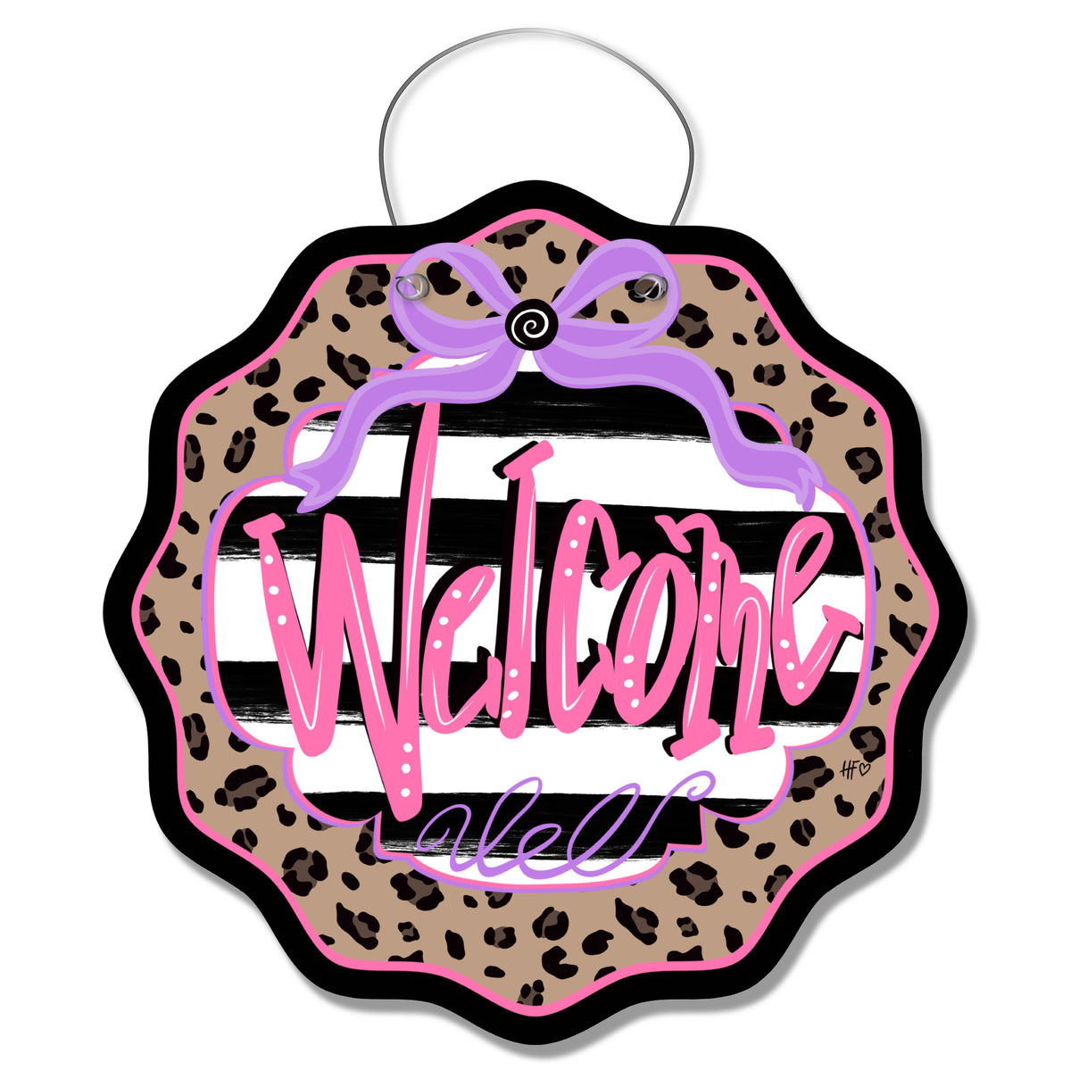 Pastel Leopard Welcome Door Hanger
