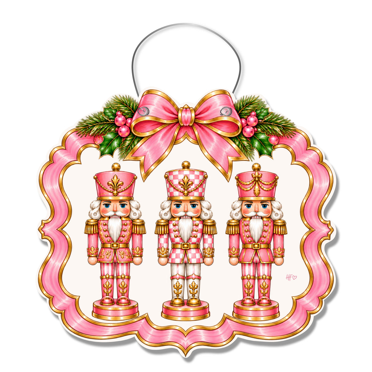 Pink and Festive Nutcracker Door Hanger