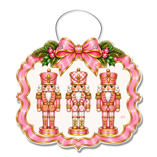 Pink and Festive Nutcracker Door Hanger