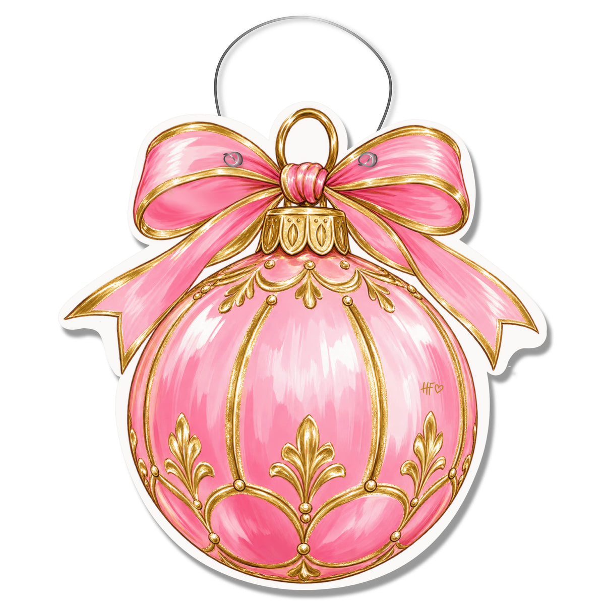 Pink and Festive Ornament Door Hanger